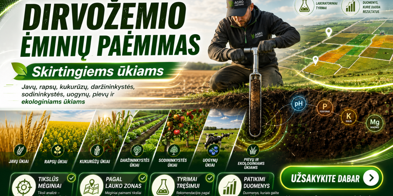 Dirvožemio ėminių paėmimas skirtingiems ūkiams
